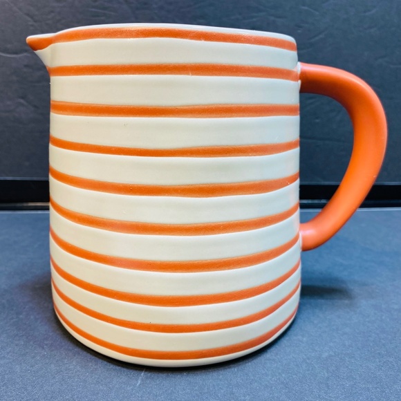 Hearth & Hand Striped Pitcher-orange/cream Stoneware Magnolia Target 5.5” Unused - Picture 7 of 7